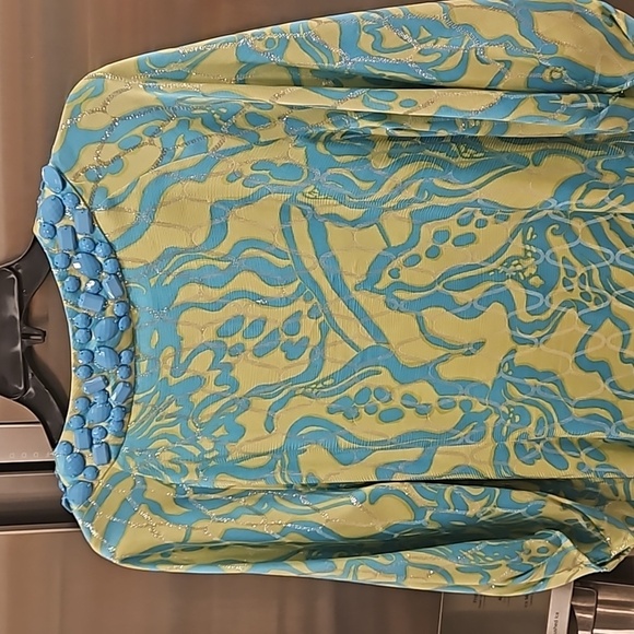 💕LILLY PULITZER💕 Alice Dress ~ Lurex Shine Lush Green Wild Orchid Print 10 - Picture 7 of 12